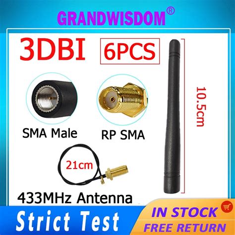 Grandwisdom 6pcs 433mhz Antenna 3dbi Sma Male Lora Antene Iot Module