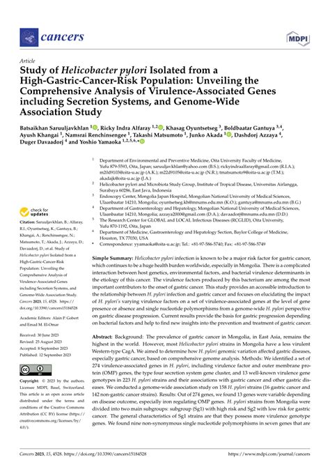 PDF Study Of Helicobacter Pylori Isolated From A High Gastric Cancer