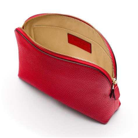 Leather Cosmetic Bag Red Makeup Bags Sagebrown