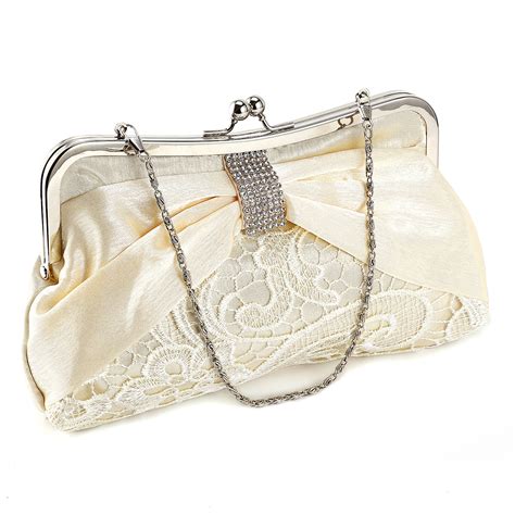 Ladies Diamante Satin Lace Wedding Bridal Clutch Bag Evening Handbag Phone Purse Ebay