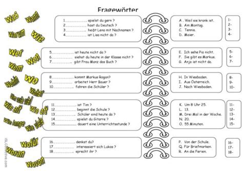 155 Frageworter Deutsch DAF Arbeitsblätter pdf doc