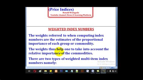 3 How To Calculate Weighted Index Numbers Price Indices Youtube