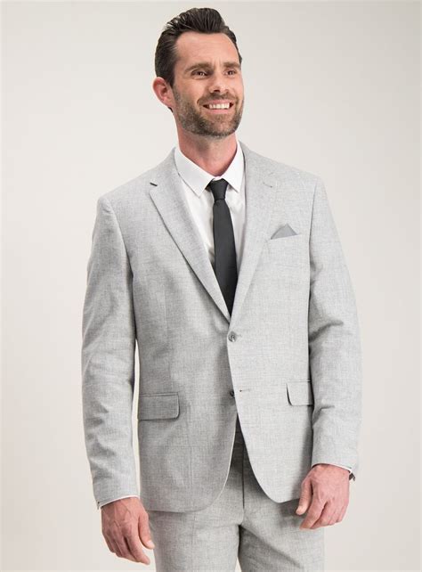 Grey Cotton Linen Blend Tailored Fit Suit Jacket Suit Jacket