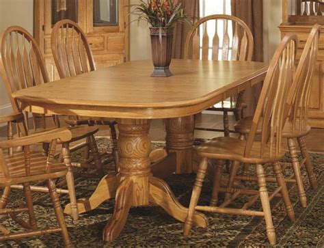 Tallis Double Pedestal Dining Table In Harvest Oak Finish Walmart