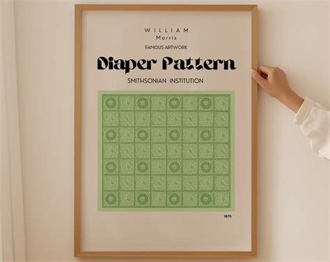 William Morris Print Diaper Pattern Sage Green Decor Art Nouveau