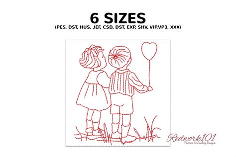 Couple In Love Lineart Machine Embroidery Designs Redwork101