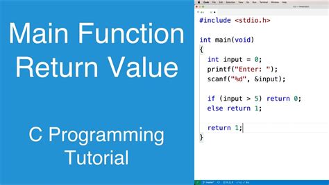 Main Function Return Value C Programming Tutorial Youtube