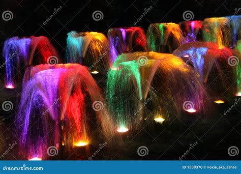 Fountains at night stock photo. Image of fountain, fire - 1339370