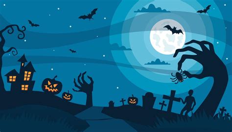 halloween background, haunted zombie shadow, vector illustration ...