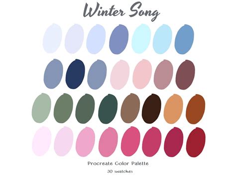 Winter Song Color Palette Procreate Tool Colour For Etsy