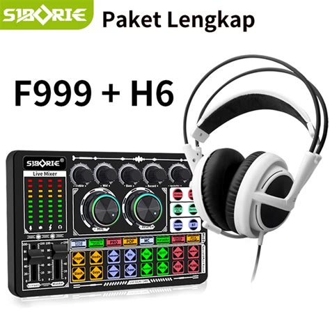 Jual Siborie F999 Soundcard H6 White Headphone With Mic Paket Lengkap