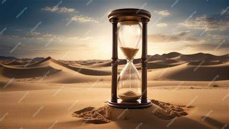 Premium Photo Hourglass On Sand In Desert Photo