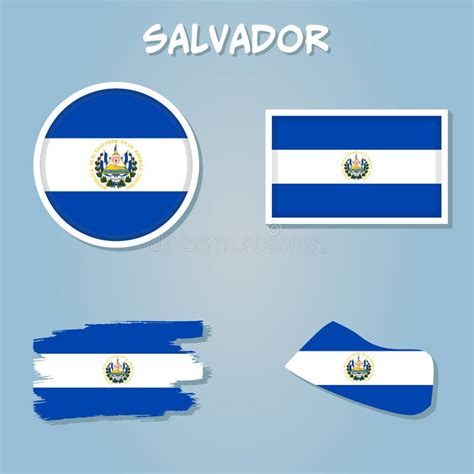 Flag Of The Republic Of El Salvador Overlaid On Outline Map Stock