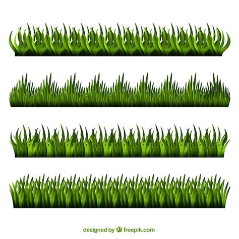 Free Vector Fantastic Set Of Grass Borders In Realistic Style