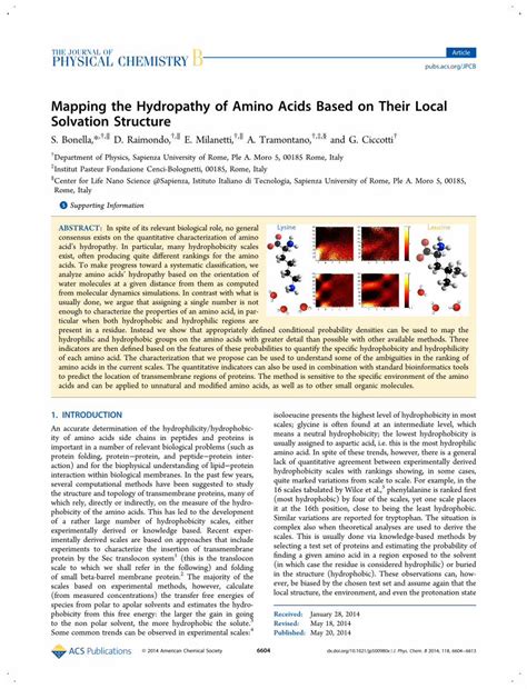 Pdf Mapping The Hydropathy Of Amino Acids Based On Their Local