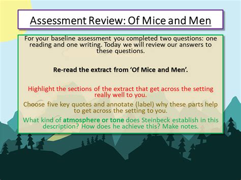 Of Mice And Men Assessment Review Teaching Resources