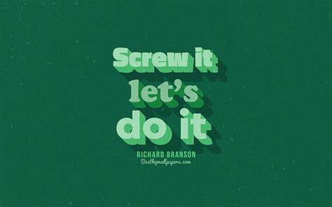 Screw It Lets Do It Green Background Richard Branson Quotes Retro