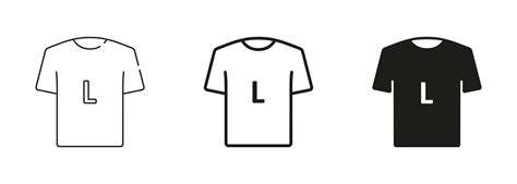 T Shirt Size Black Silhouette And Line Icons Set Human Clothing Large