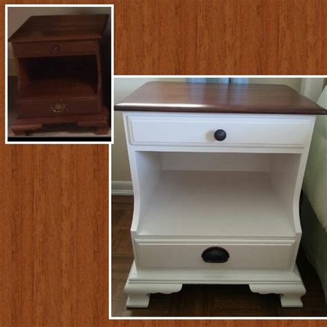 Before And After Of Refurbished Refinished Nightstand End Table