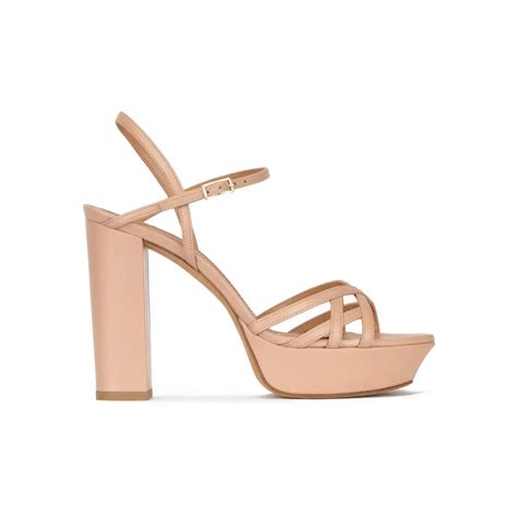 Sandalias Nude De Tac N Alto Ancho Con Plataforma En Piel Pura Lopez