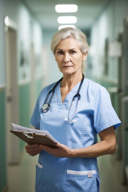 Premium Photo Portrait Of A Mature Nurse Holding Up A Clipboard While Standing In The Hospital