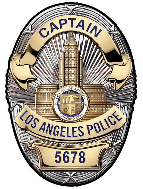 Los Angeles Captain Department Officers Badge All Metal Sign With Your Badge Number 12 X 17 Etsy