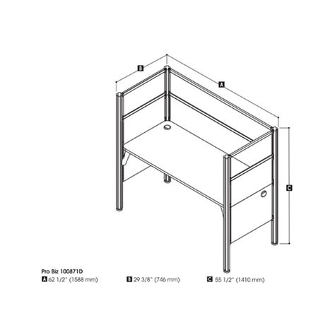 Bestar Pro Biz W Single Office Cubicle With Gray Tack Board And