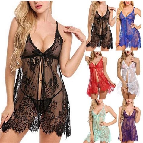 Novo Sexy Lingerie Feminina Noite Vestido Sleepwear Camisola Push Up