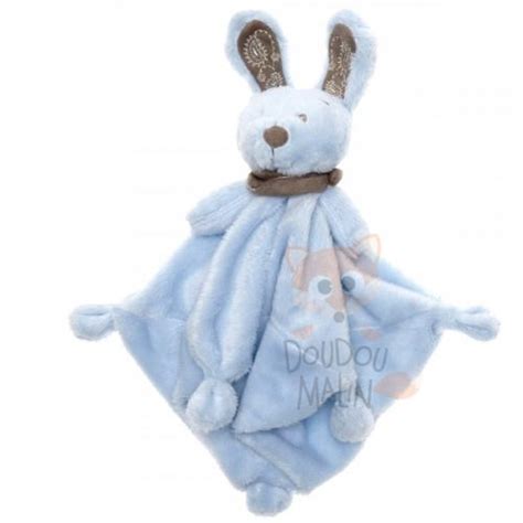 Nicotoy Collection Mon Ami Teddy Doudou Lapin Bleu Beige Bandana