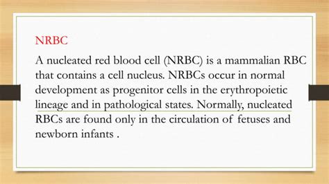 Nrbc Nucleated Red Blood Cells Ppt