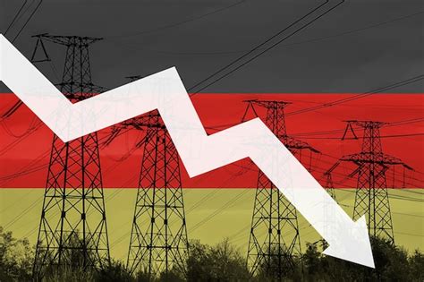 Línea Eléctrica Y Bandera De Alemania Crisis Energética Concepto De