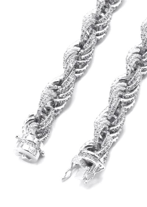 Silver Chain Silver Iced Out Rope Chain Frostnyc