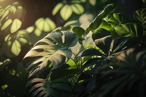 Rayons De Soleil à Travers Les Feuilles Dans Un Flou Tropical Sous La