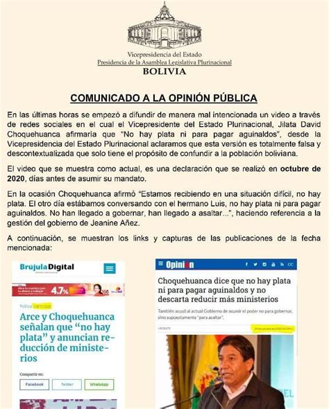 Vicepresidencia denuncia difusión de información falsa y