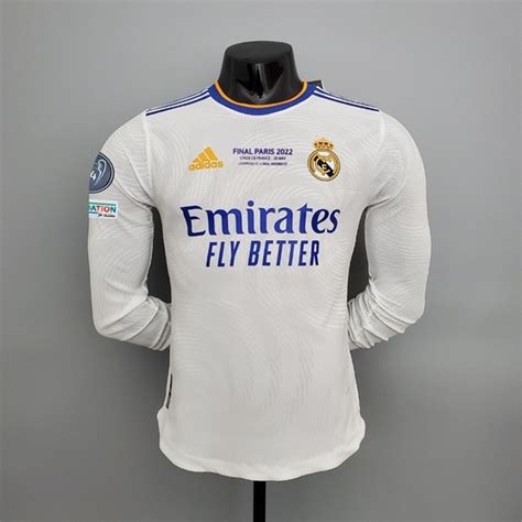 Camisa Real Madrid I Jogador Manga Longa Final Ucl Paris 2022 C Patch