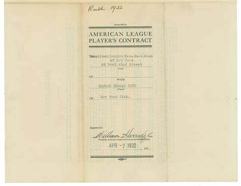 Babe Ruth New York Yankees Signed Player Contract RR Auction