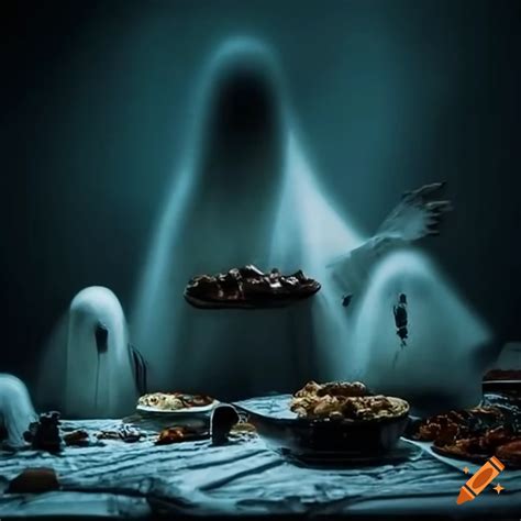 Ghosts Dining At A Spooky Haunted House On Craiyon