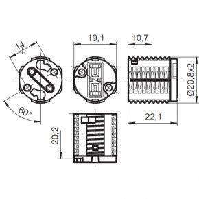 G9 Fassung F Hochvolt Halogenlampen Keramik 20 8x2 AG