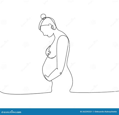 Pregnant Woman Holding Her Belly One Line Art Continuous Line Drawing Of Pregnancy Motherhood