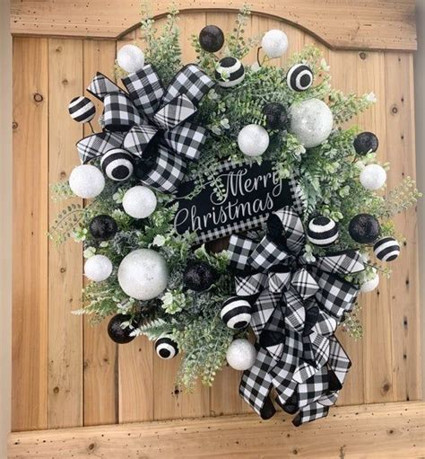 Christmas Wreath For Front Door Farmhouse Christmas Wreath Black And