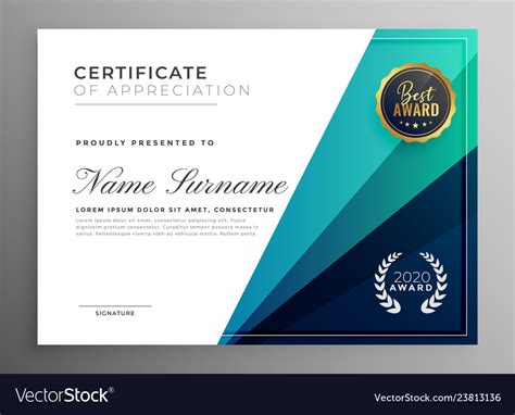 Blue certificate of appreciation template design Vector Image