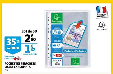 Promo Pochettes Perfor Es Lisses Exacompta Chez Auchan Icatalogue Fr