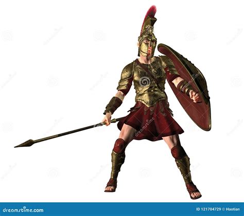 Ancient Greek Hoplite In Battle Stance Royalty-Free Stock Photo | CartoonDealer.com #121704729