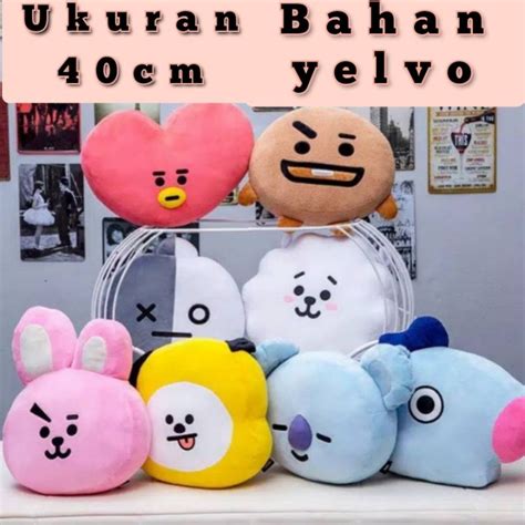 Jual Bantal Boneka BT21 BTS Unofficial Ukuran 40cm Cooky Shooky Tata