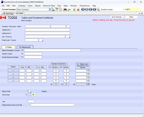 T2202 Tuition And Enrolment Certificate Cra Avantax Eforms