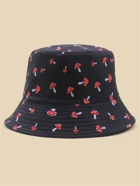 Our Mushroom Pattern Bucket Hat Is Such A Vibe Custom Bucket Hats Hats For Men Black Bucket Hat