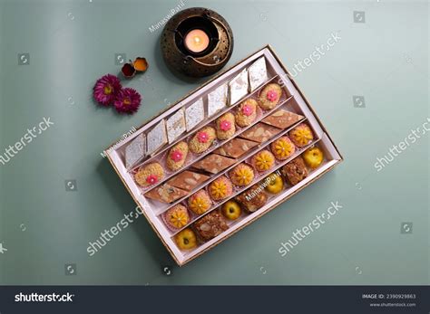 Indian Assorted Diwali Sweets Mithai Box Stock Photo 2390929863