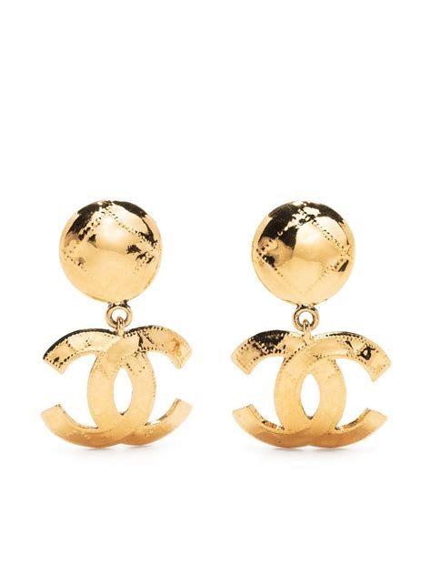 CHANEL Pre Owned 1994 CC Dangle Clip On Earrings Farfetch