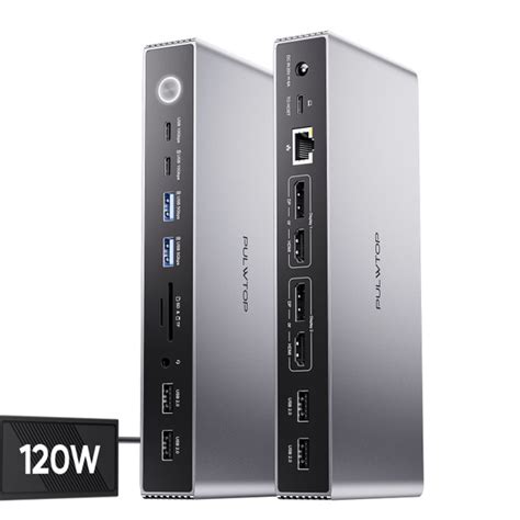 Док-станция PULWTOP USB C DisplayLink с двумя дисплеями, для MacBook ...