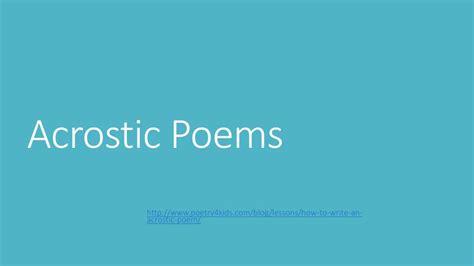 Ppt Acrostic Poems Powerpoint Presentation Free Download Id2381896